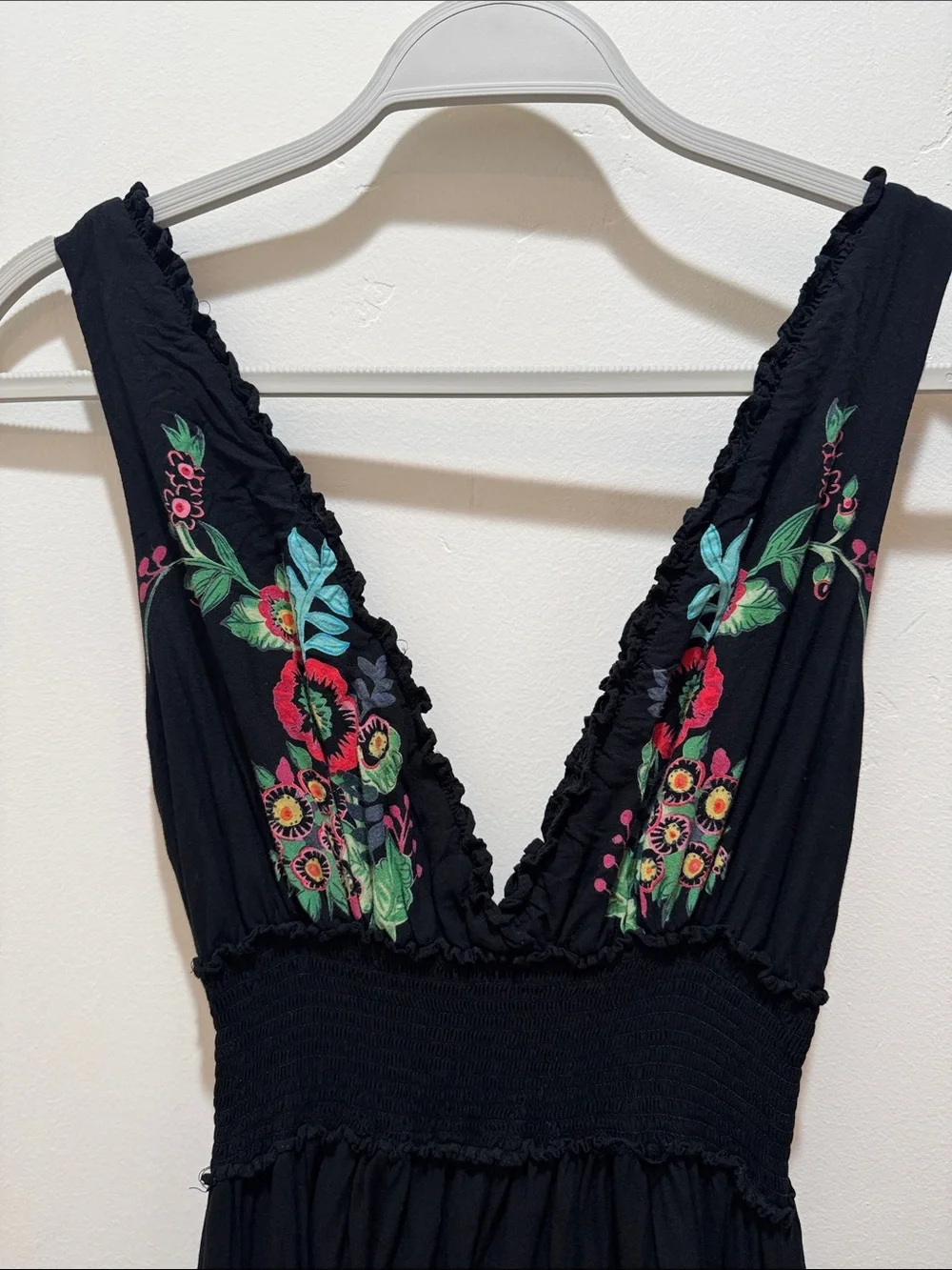 Desigual Black Floral V-neck Maxi Dress